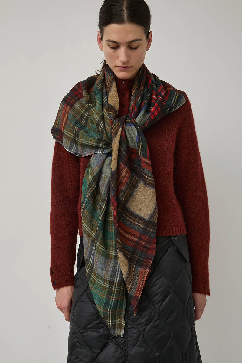 Glen Prince Square Featherweight Wool Scarf in Multi Plaid