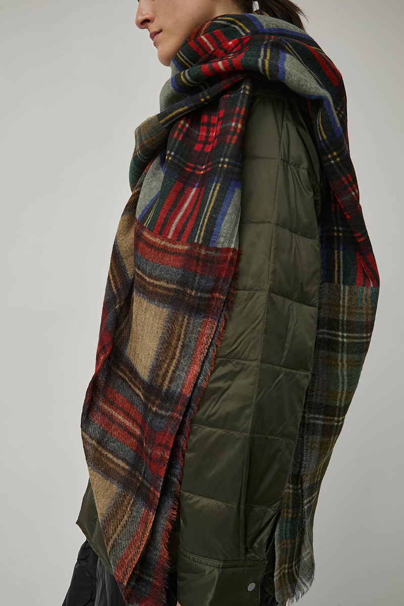Glen Prince Square Featherweight Wool Scarf in Multi Plaid