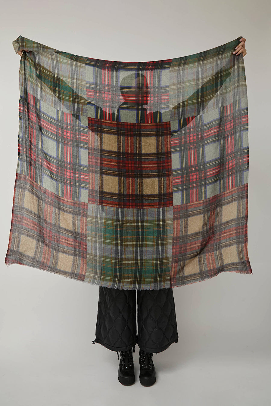 Glen Prince Square Featherweight Wool Scarf in Multi Plaid