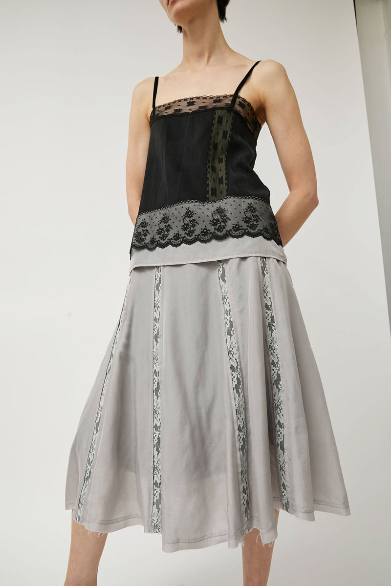 Greta Garmel Lace Godet Skirt in Light Grey