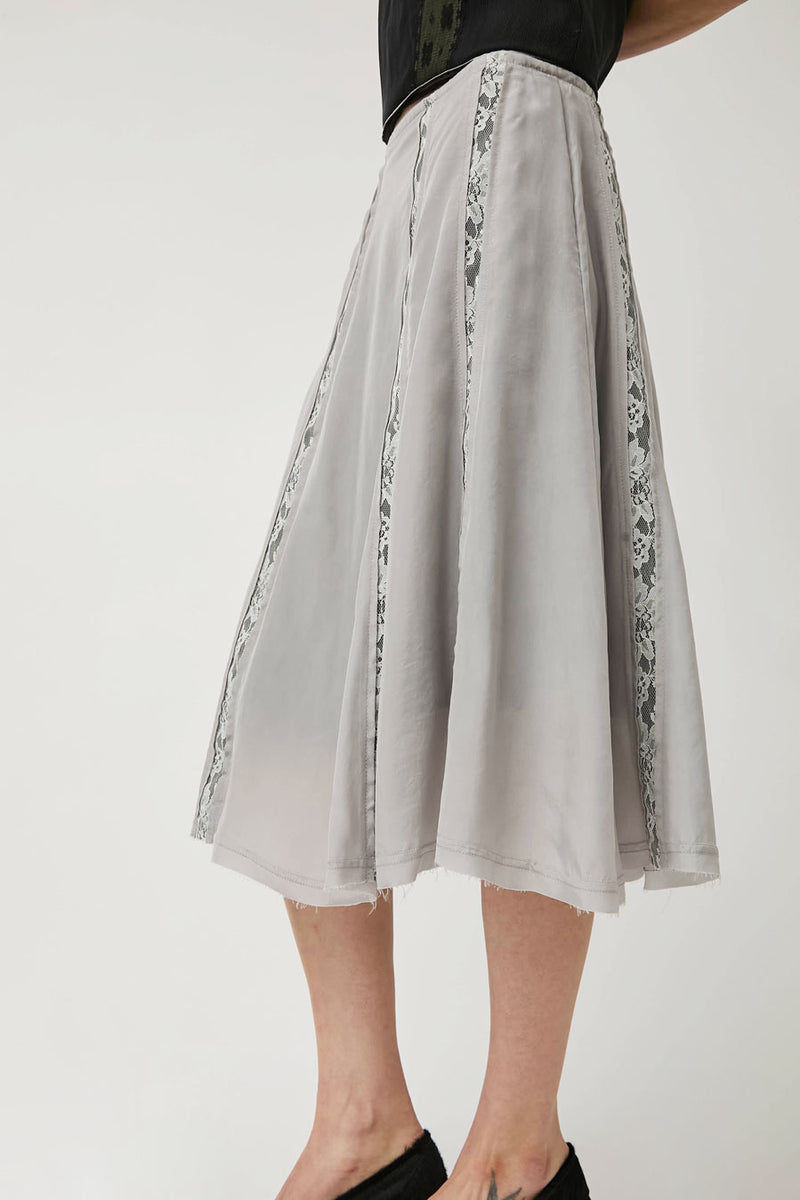 Greta Garmel Lace Godet Skirt in Light Grey