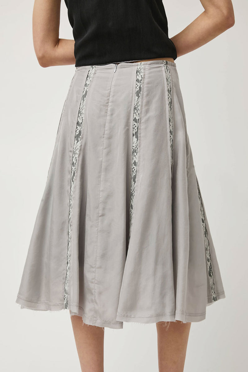 Greta Garmel Lace Godet Skirt in Light Grey