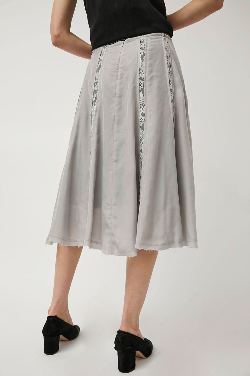 Greta Garmel Lace Godet Skirt in Light Grey