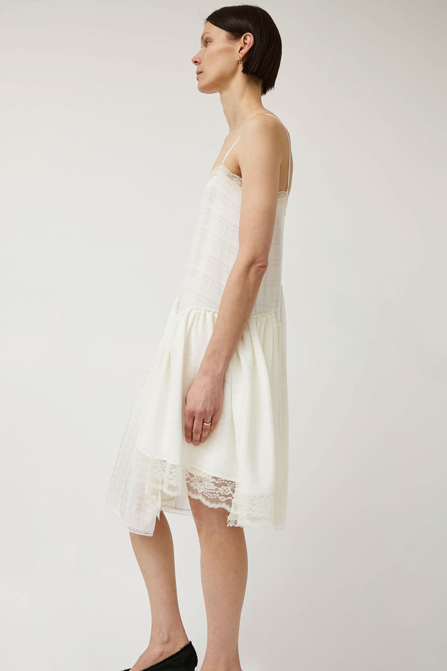 Greta Garmel Lace Panel Dress in White