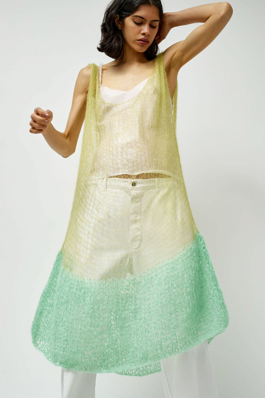 Guðrun & Guðrun x Helena Christensen Foggy Dress in Pale Yellow / Mint