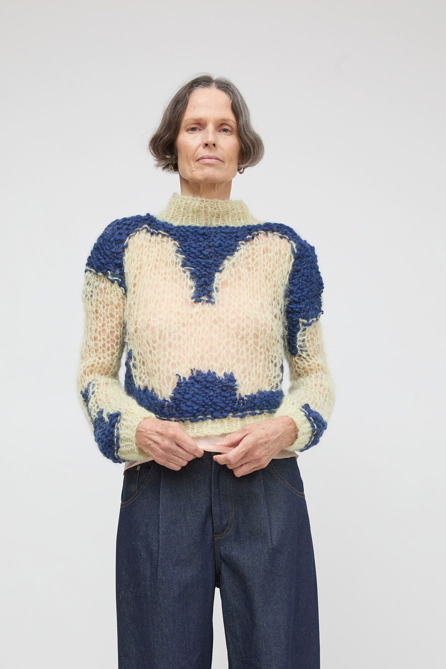Guðrun & Guðrun Bjøll Sweater in Pale Yellow and Navy