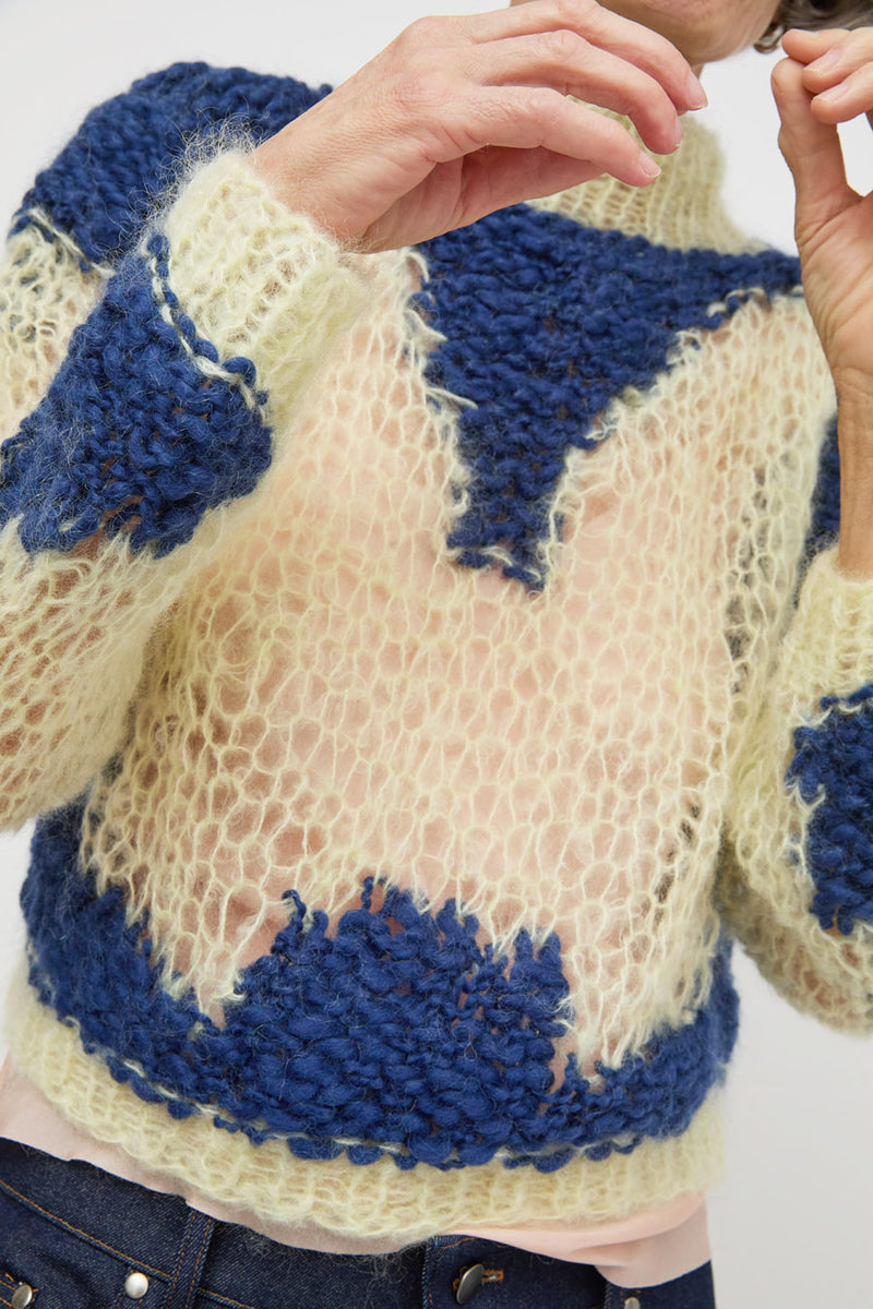 Guðrun & Guðrun Bjøll Sweater in Pale Yellow and Navy