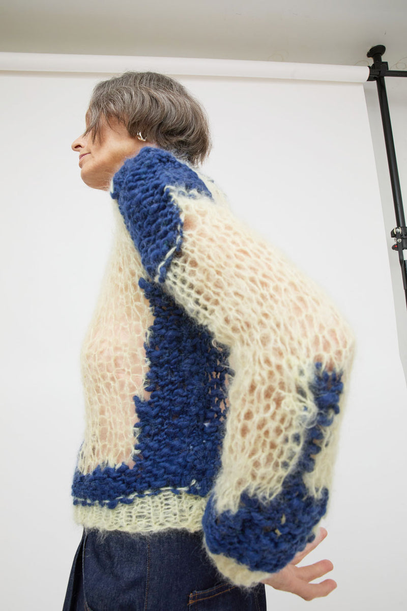Guðrun & Guðrun Bjøll Sweater in Pale Yellow and Navy