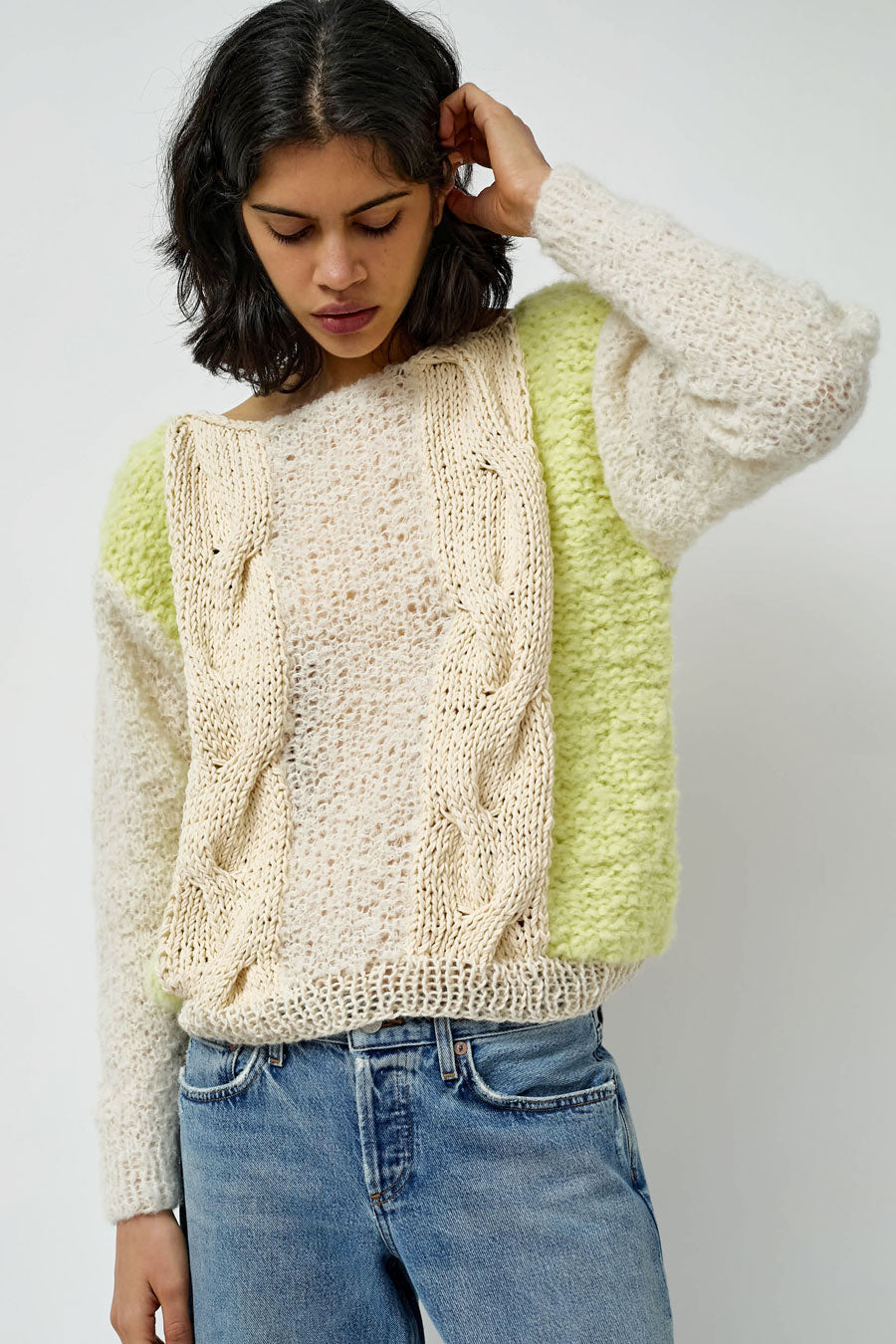 Guðrun & Guðrun x Helena Christensen Drizzly Sweater in Pale Yellow / Off White