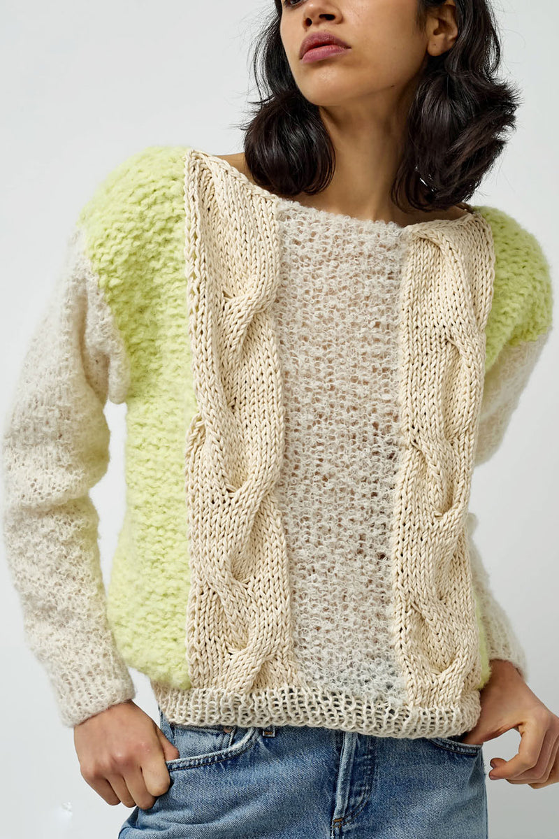Guðrun & Guðrun x Helena Christensen Drizzly Sweater in Pale Yellow / Off White
