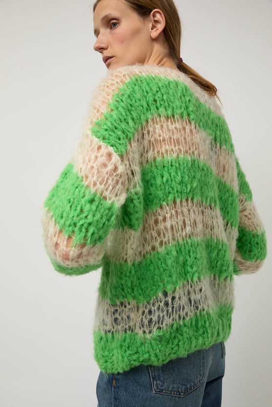 Guðrun & Guðrun Kavi Stripe Sweater in White and Green