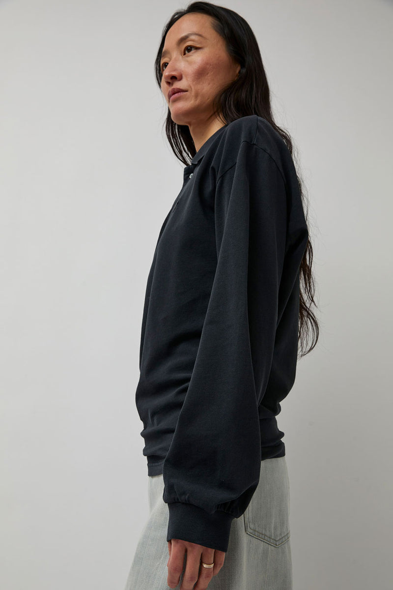 Haikure Freddie Long Sleeve Polo in Carbon
