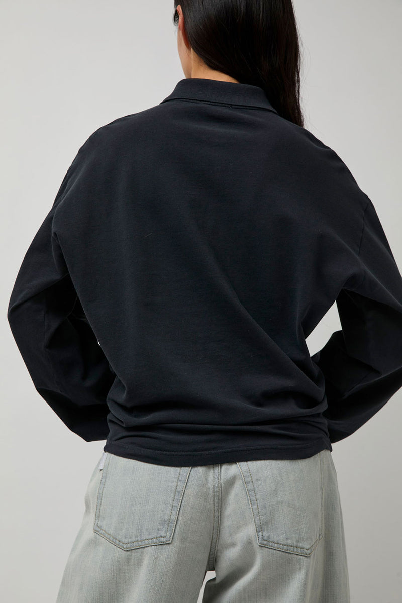 Haikure Freddie Long Sleeve Polo in Carbon