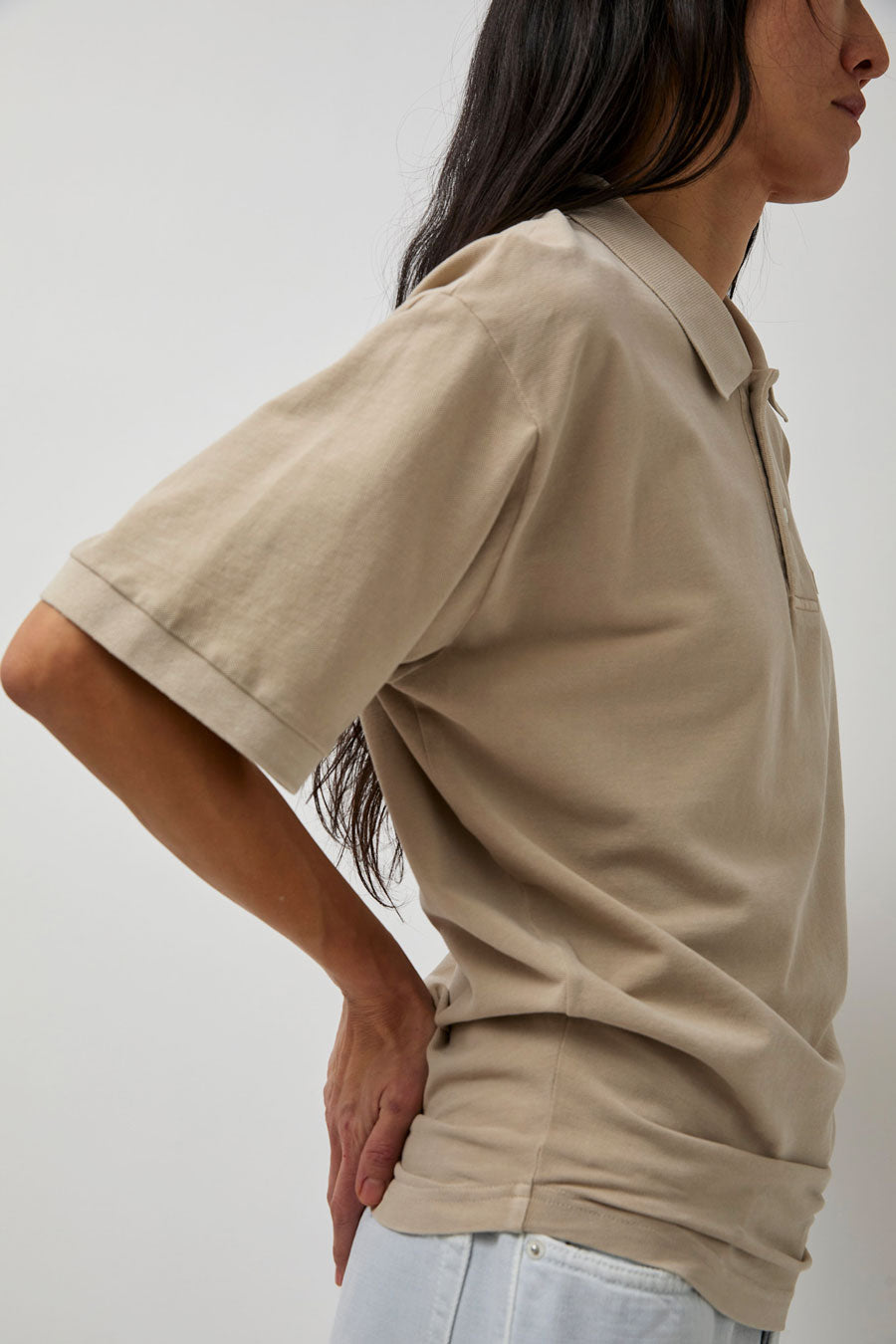 Haikure Lacey Short Sleeve Polo in Doe