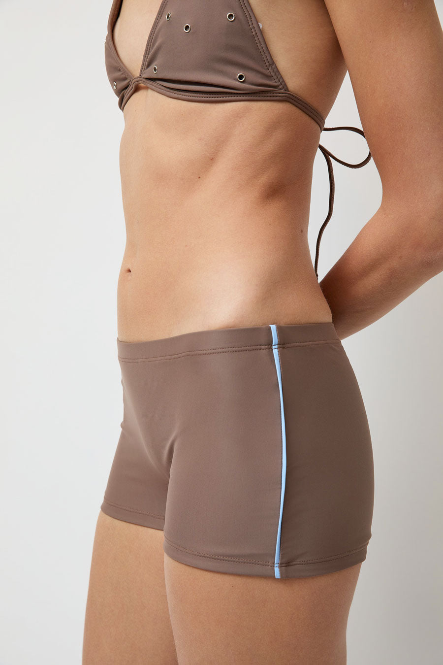 Hakea Mini Short in Latte and Light Blue