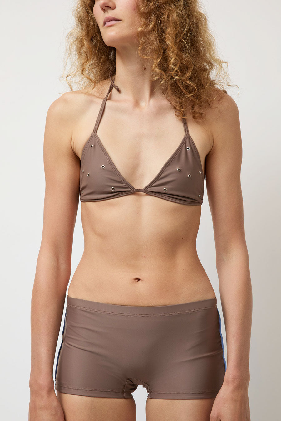 Hakea Mini Short in Latte and Light Blue