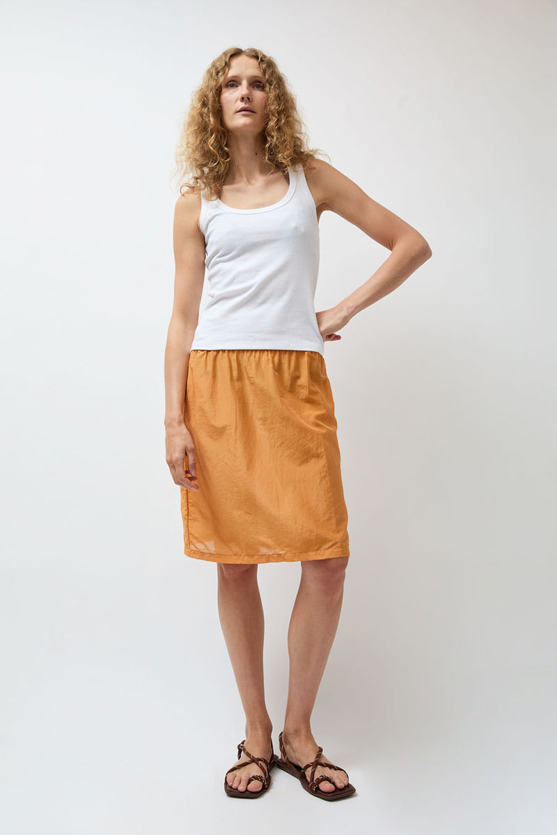 Hakea Sheer Midi Skirt in Tangerine
