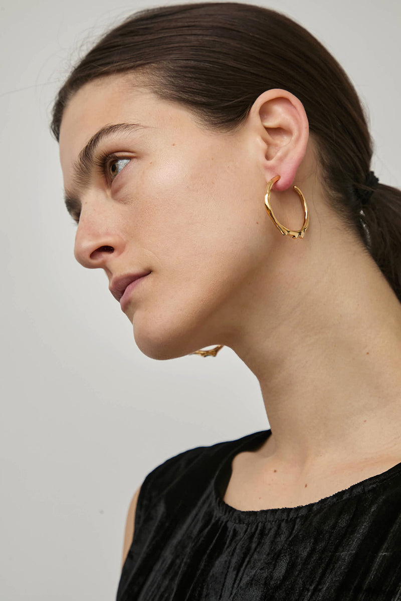Hannah Jewett Large Wet Look Earrings in Gold Plated Brass