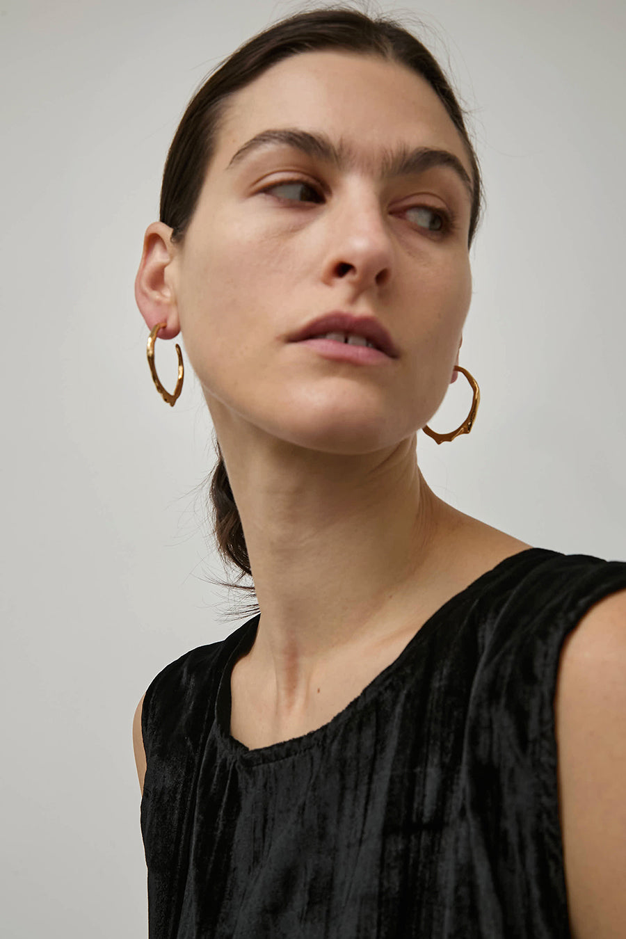 Hannah Jewett Large Wet Look Earrings in Gold Plated Brass