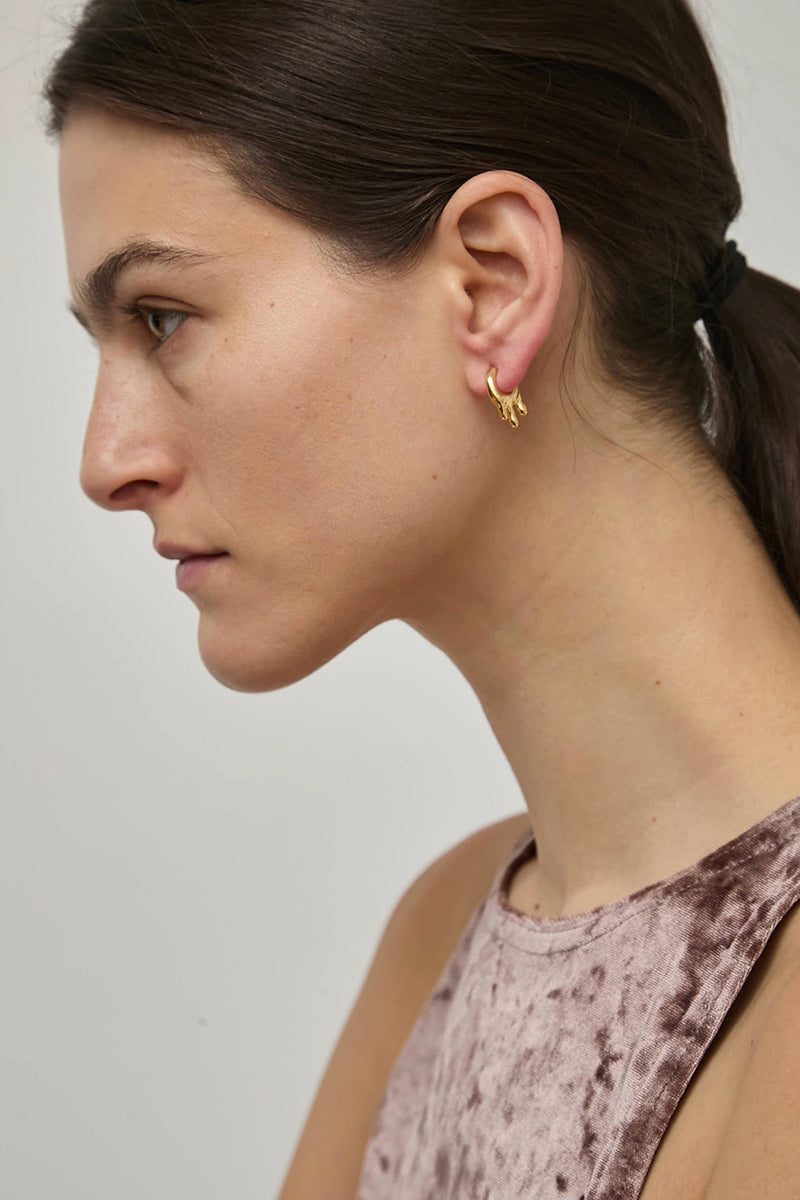 Hannah Jewett Small Wet Look Earrings in Gold Plated Silver
