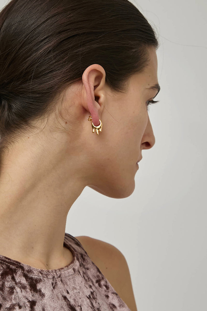 Hannah Jewett Small Wet Look Earrings in Gold Plated Silver