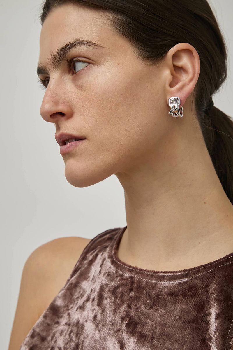 Hannah Jewett x Bratz Whatever Hoops in Rhodium Plated Brass