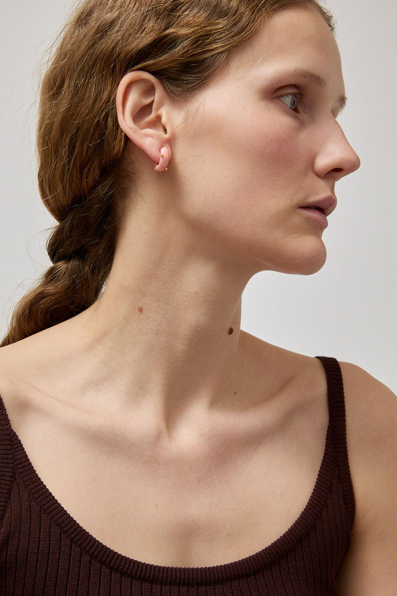 Hannayoo Works Mini Moon Earrings in Pink