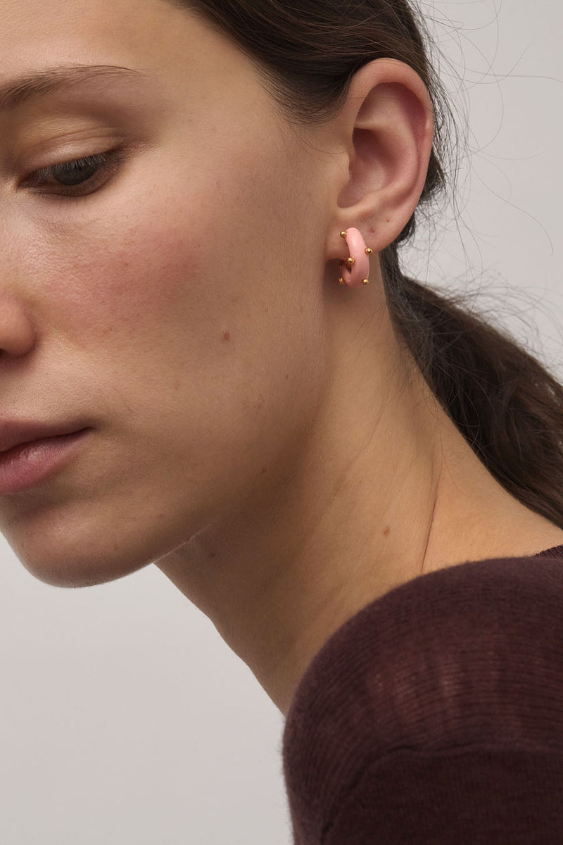 Hannayoo Works Mini Moon Earrings Set in Pink