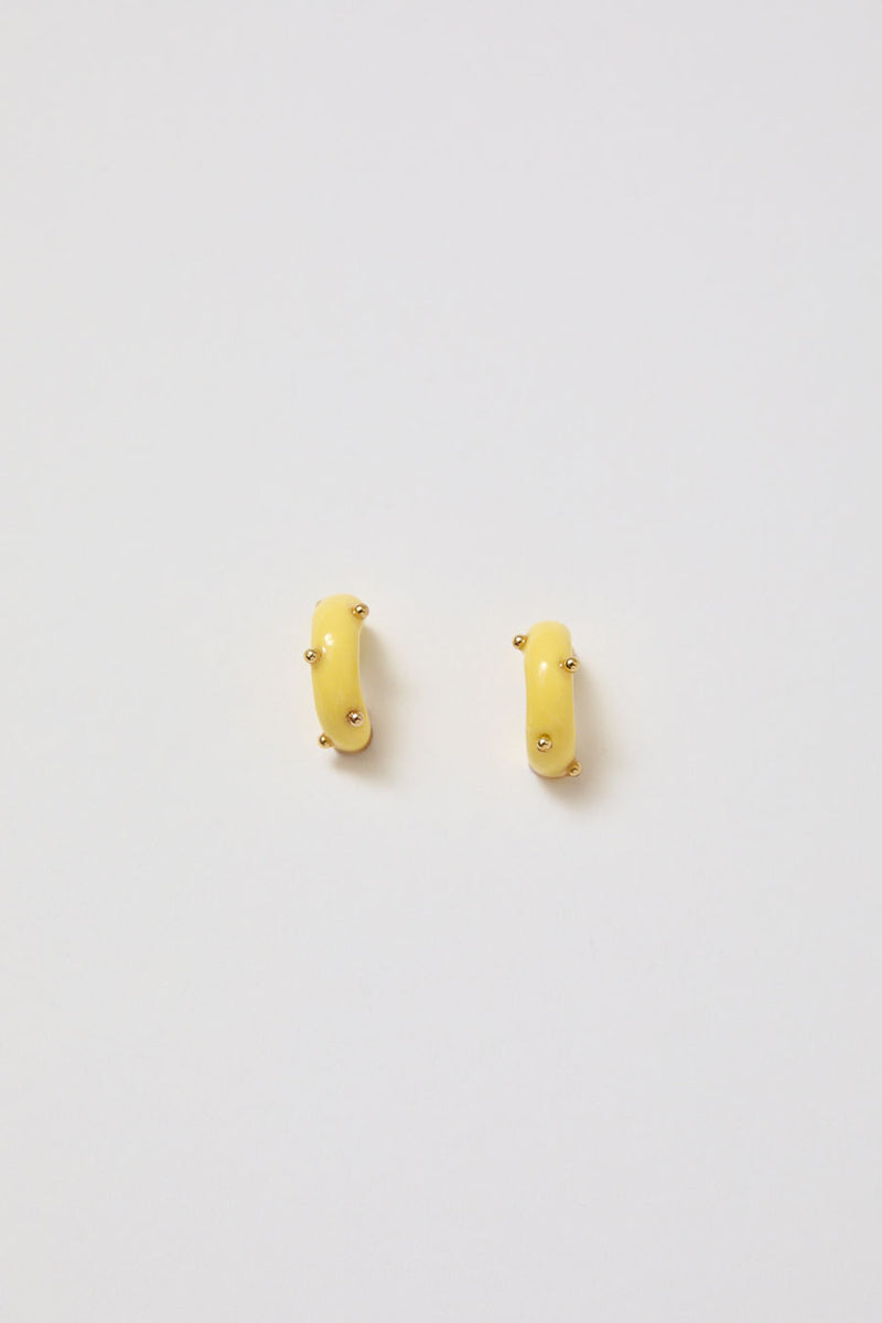 Hannayoo Works Mini Moons Earrings in Butter Yellow