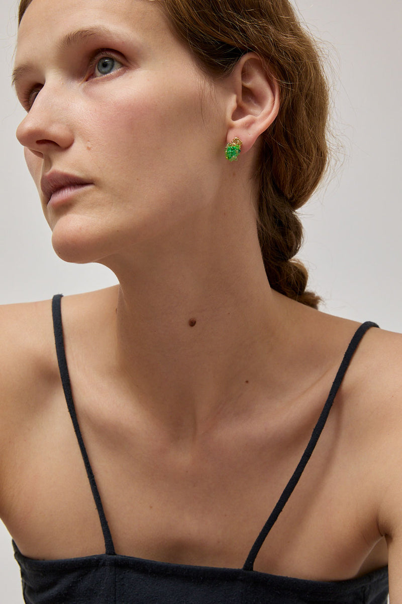 Hannayoo Works Night Rain Memory Earrings in Deep Green