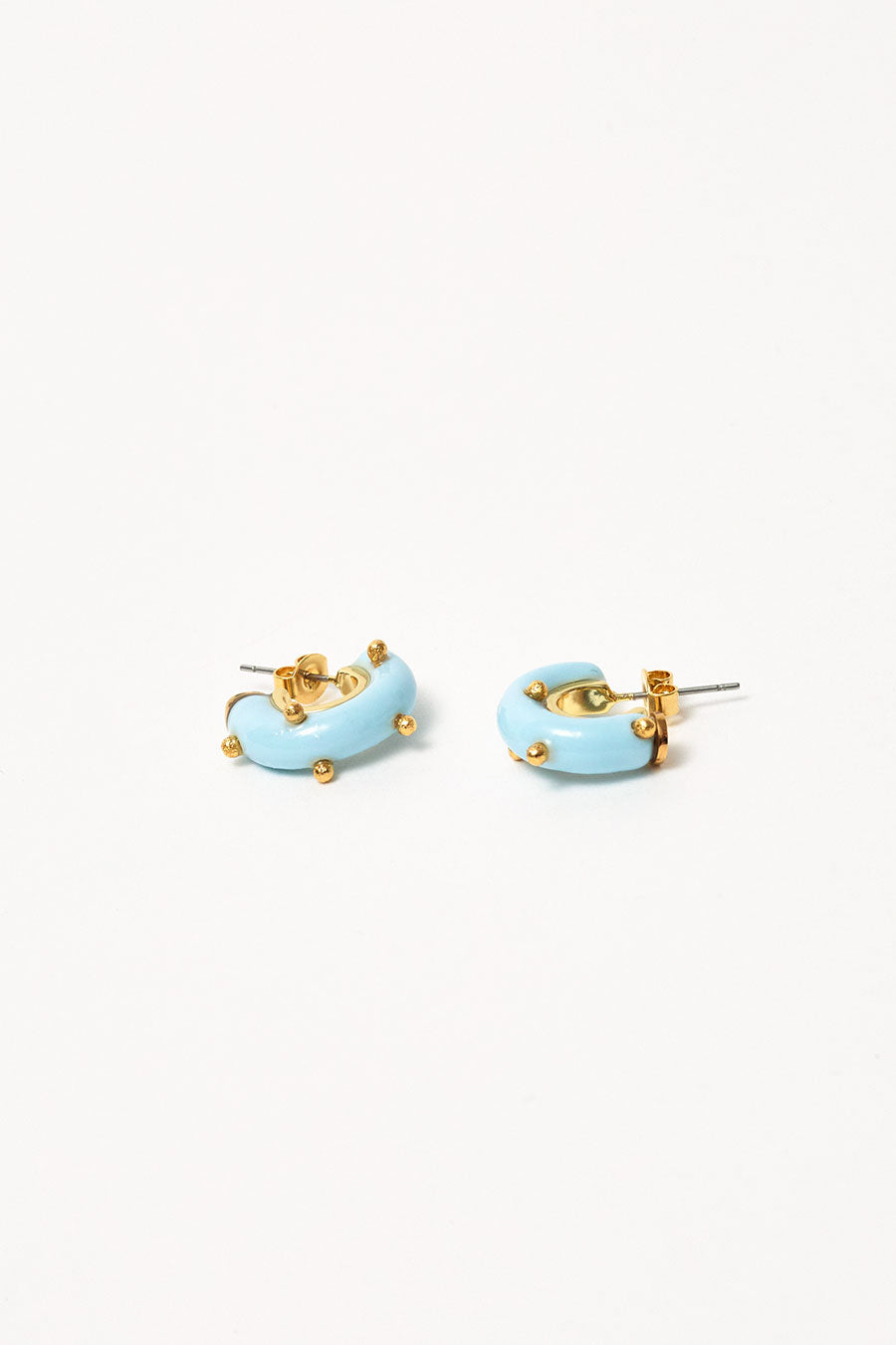 Hannayoo Works Mini Moon Earrings Set in Pale Blue