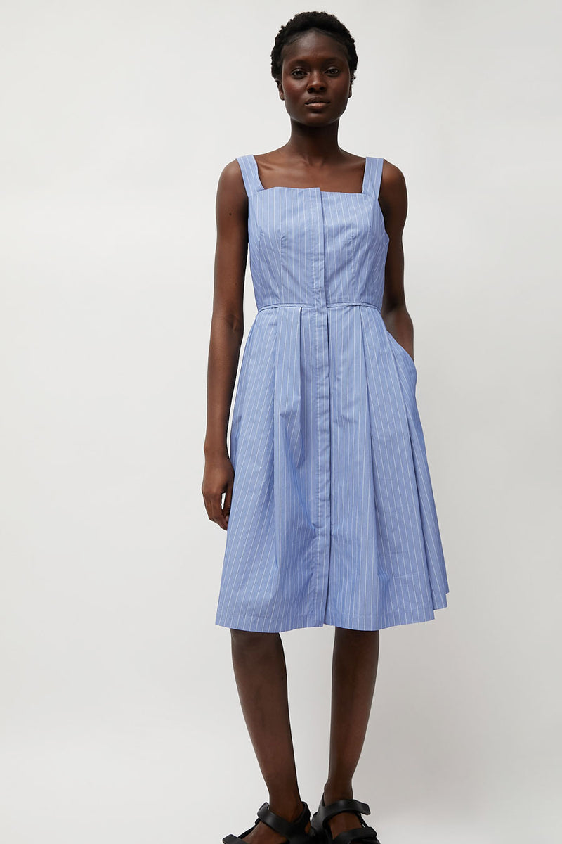 Heather Harlan Party Dress in Wedgewood and White Stripe