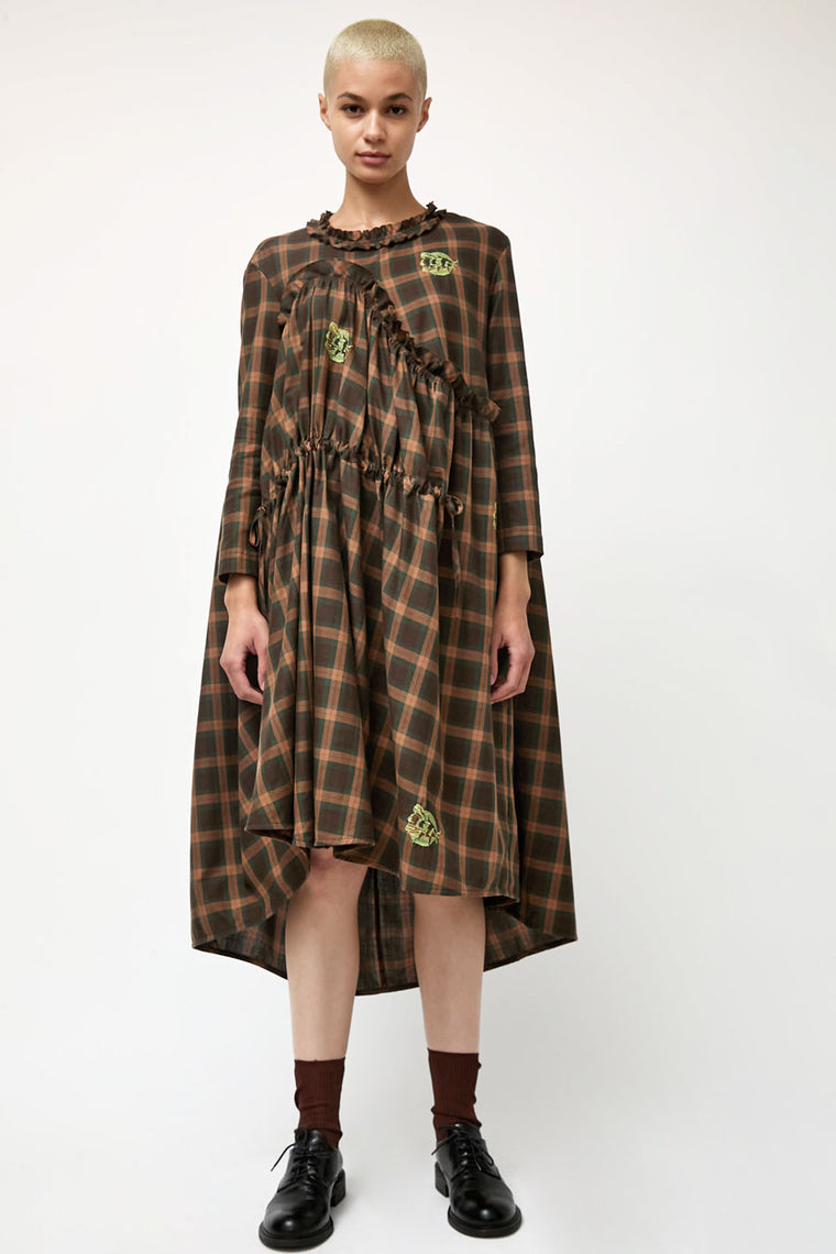 Henrik Vibskov Bon Chalant Dress in Brown Checks