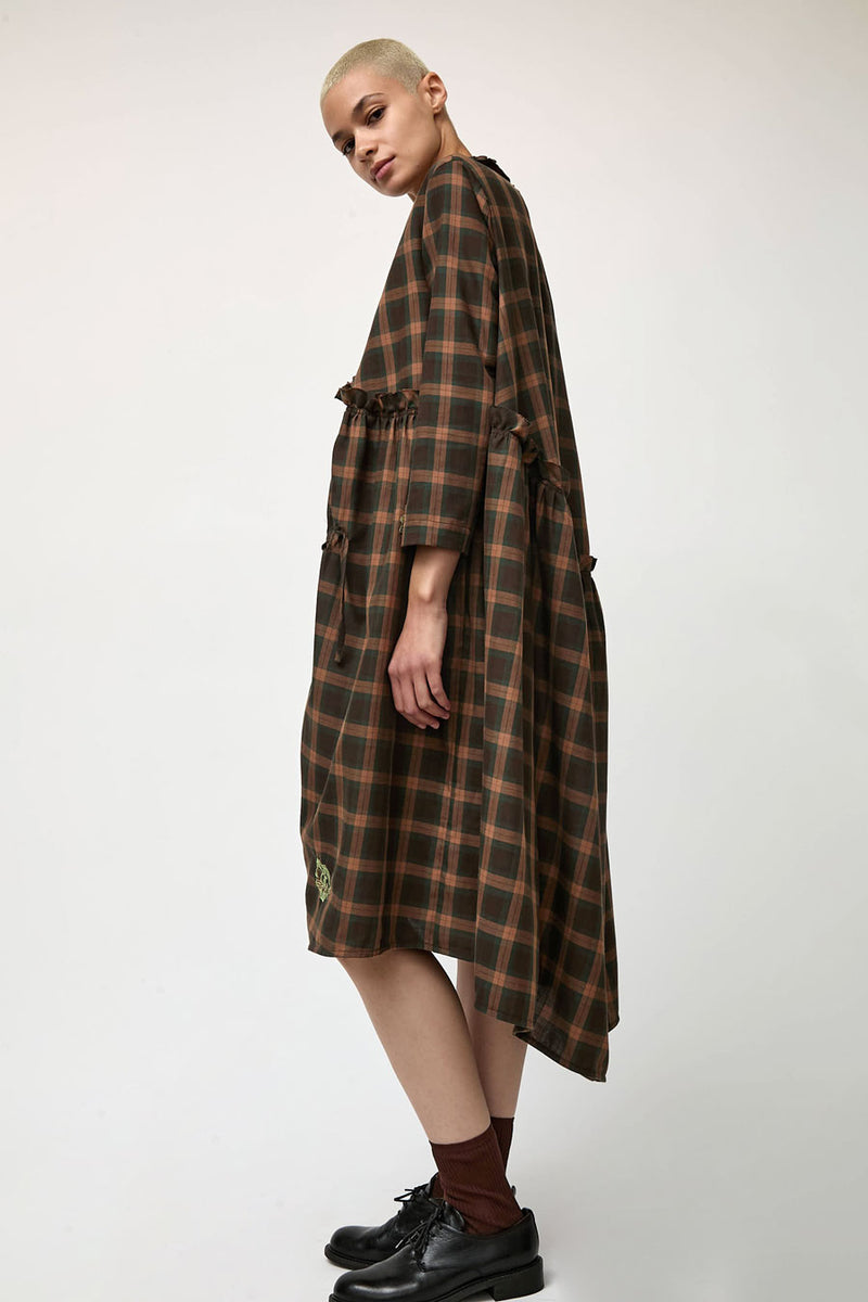 Henrik Vibskov Bon Chalant Dress in Brown Checks