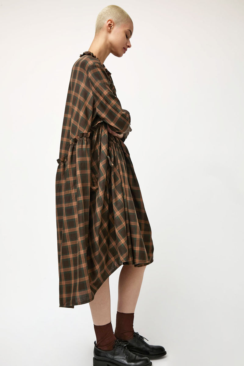 Henrik Vibskov Bon Chalant Dress in Brown Checks