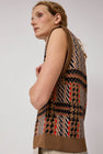 Henrik Vibskov Dust Knitted Vest in Orange Mixed Checks