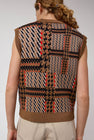 Henrik Vibskov Dust Knitted Vest in Orange Mixed Checks