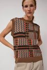 Henrik Vibskov Dust Knitted Vest in Orange Mixed Checks