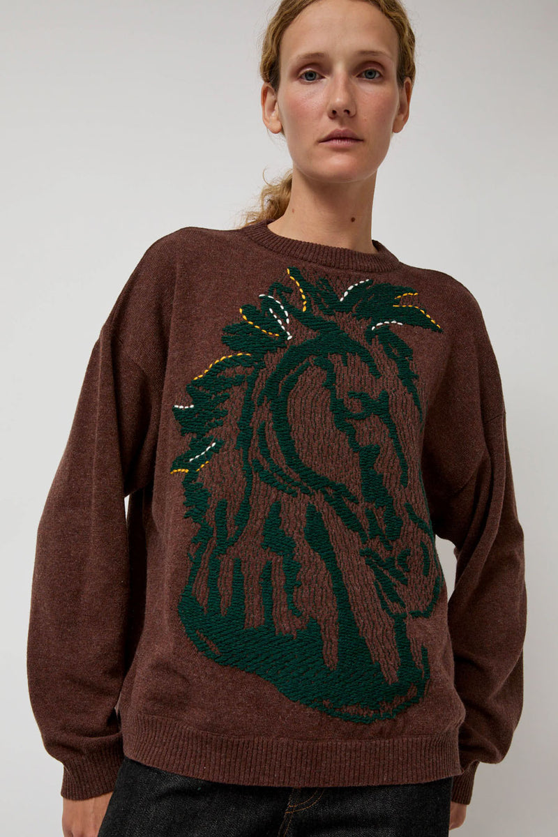 Henrik Vibskov Horse Head Knit Jumper in Brown Horse Head