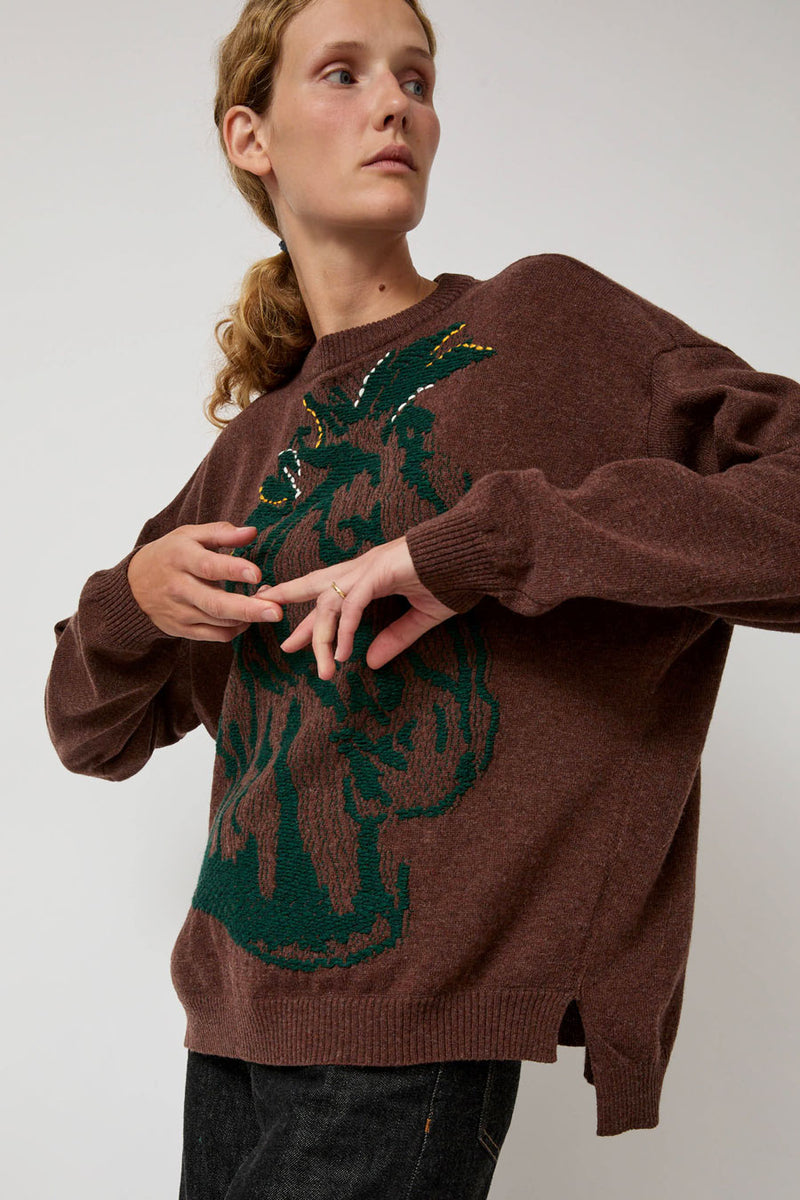 Henrik Vibskov Horse Head Knit Jumper in Brown Horse Head