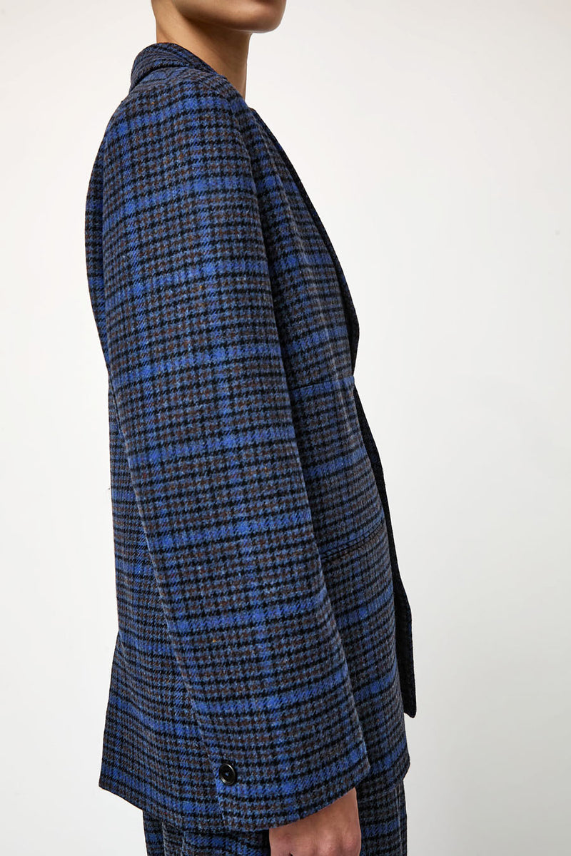 Henrik Vibskov Lonely Blazer in Blue Wool Checks