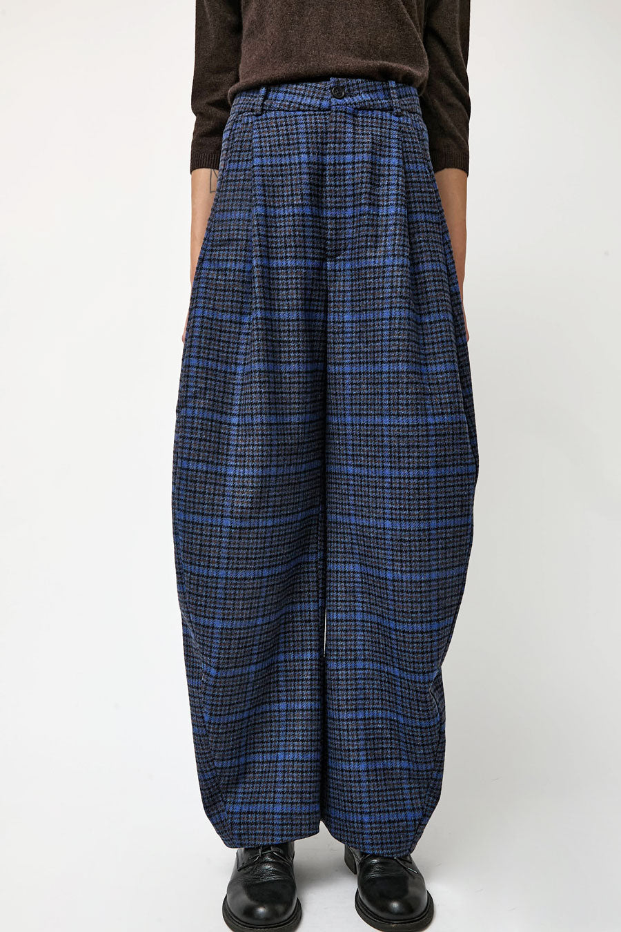 Henrik Vibskov One Pants in Blue Wool Checks