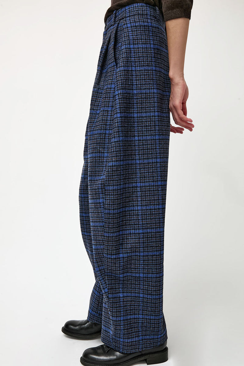 Henrik Vibskov One Pants in Blue Wool Checks