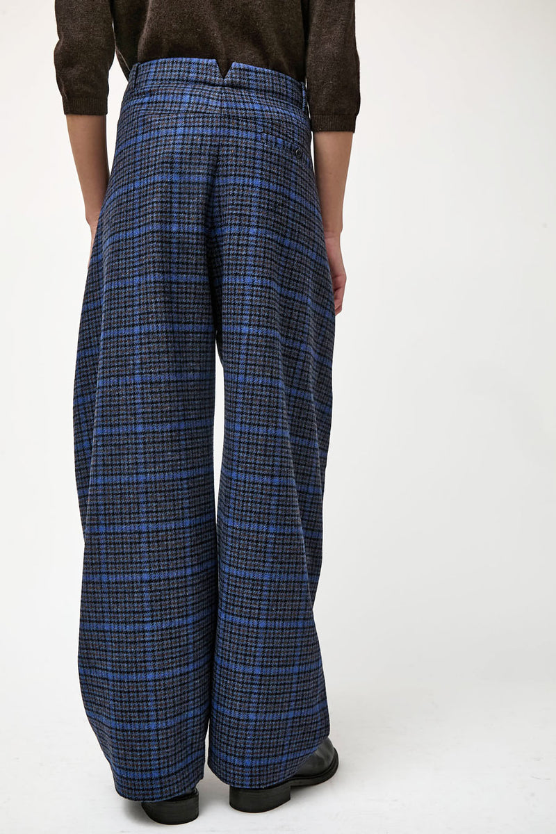 Henrik Vibskov One Pants in Blue Wool Checks