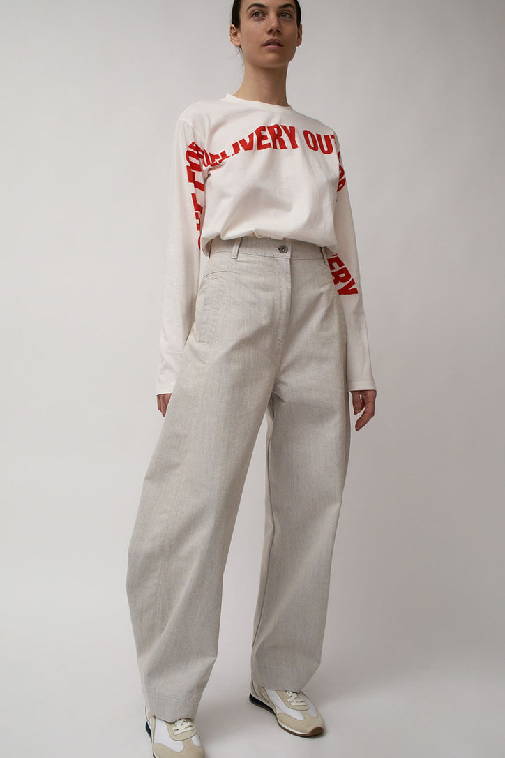 Henrik Vibskov Post Denim Pants in White Blue Twill