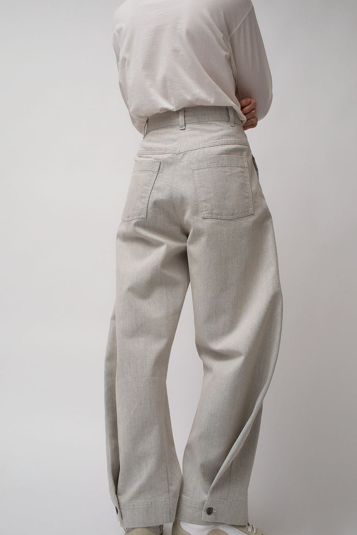 Henrik Vibskov Post Denim Pants in White Blue Twill