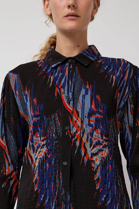 Henrik Vibskov Silhouette Plisse Shirt in Blue Shadow Wing