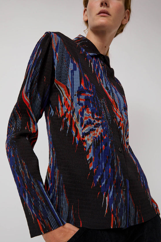 Henrik Vibskov Silhouette Plisse Shirt in Blue Shadow Wing