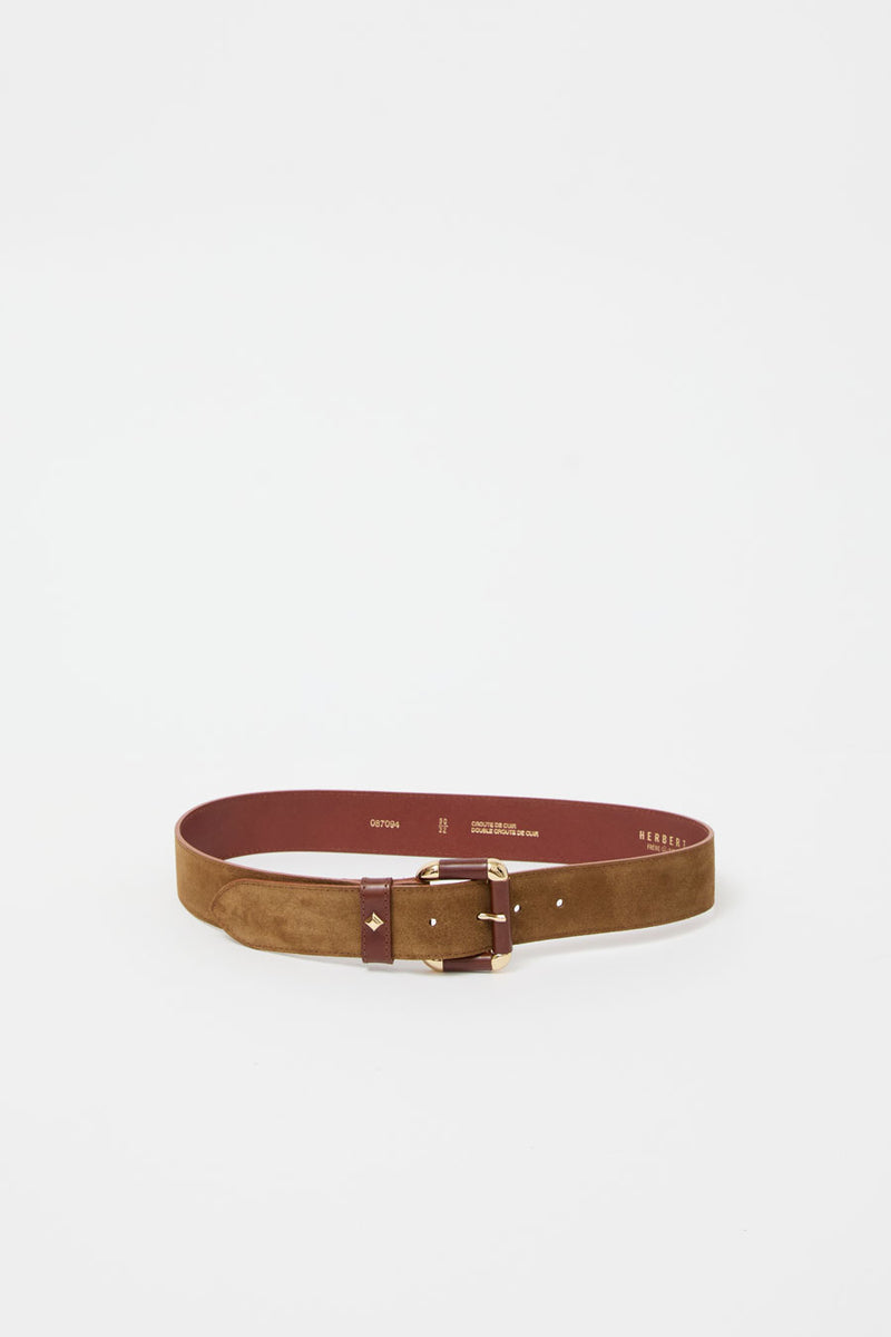 Herbert Frere Soeur La Coulomb Velours Belt in Tobacco and Nutella