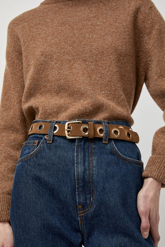 Herbert Frere Soeur La Grande Keller Velours Belt in Tobacco